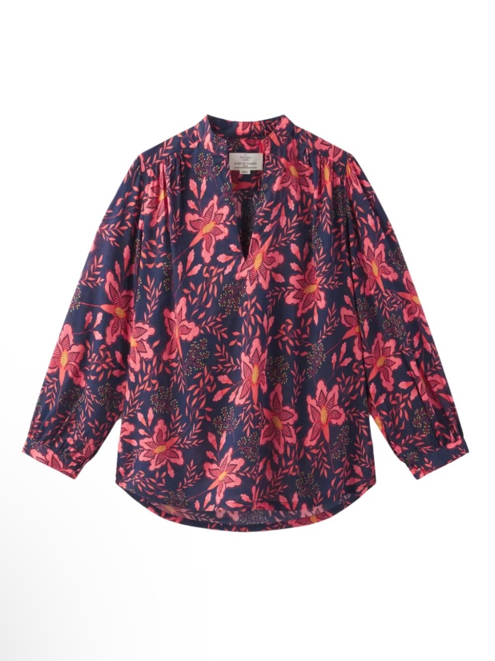 NWT Trovata Birds of Paradis Bailey Pink Geranium Blouse Size Small
